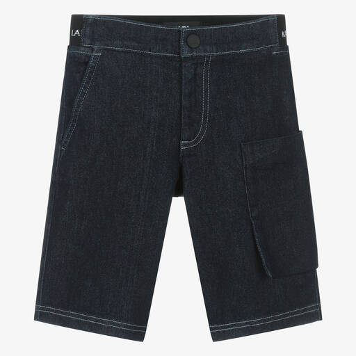 KARL LAGERFELD KIDS-Teen Boys Dark Blue Denim Shorts | Childrensalon Outlet