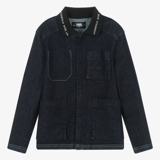 KARL LAGERFELD KIDS-Teen Boys Dark Blue Zip-Up Denim Jacket | Childrensalon Outlet