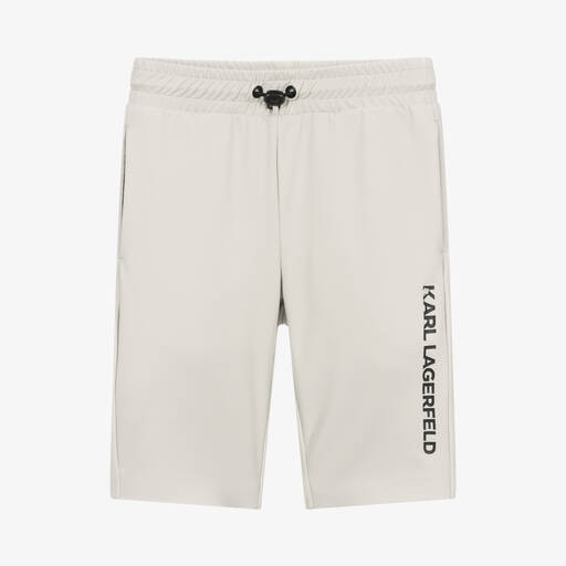 KARL LAGERFELD KIDS-Teen Boys Grey Jersey Logo Shorts | Childrensalon Outlet