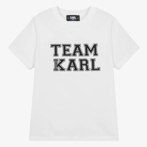 KARL LAGERFELD KIDS-Teen Boys White Cotton Team Karl T-Shirt | Childrensalon Outlet