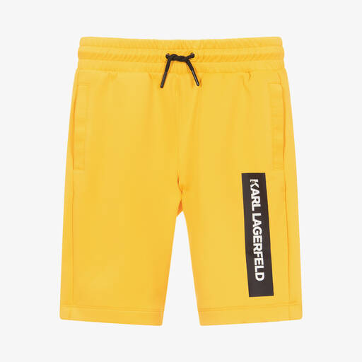 KARL LAGERFELD KIDS-Teen Boys Yellow Logo Shorts | Childrensalon Outlet