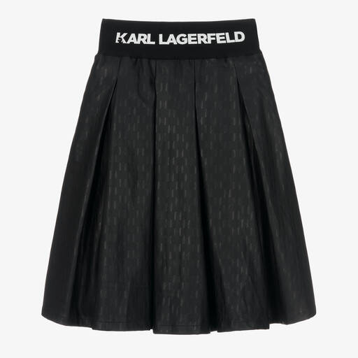 KARL LAGERFELD KIDS-تنورة تينز بناتي جلد صناعي لون أسود | Childrensalon Outlet