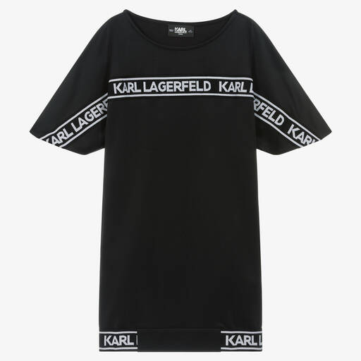 KARL LAGERFELD KIDS-Teen Girls Black Jersey Logo Dress | Childrensalon Outlet