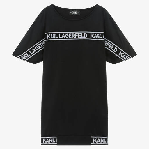 KARL LAGERFELD KIDS-Teen Girls Black Jersey Logo Dress | Childrensalon Outlet