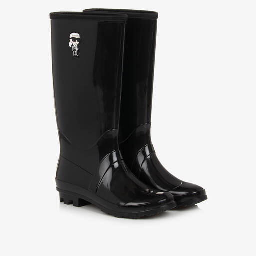 KARL LAGERFELD KIDS-Schwarze Teen Karl Ikonik Regenstiefel für Mädchen | Childrensalon Outlet