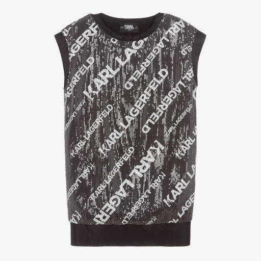 KARL LAGERFELD KIDS-Teen Girls Black Logo Sequinned Dress | Childrensalon Outlet