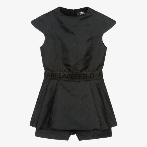 KARL LAGERFELD KIDS-Teen Girls Black Monogram Jacquard Playsuit | Childrensalon Outlet