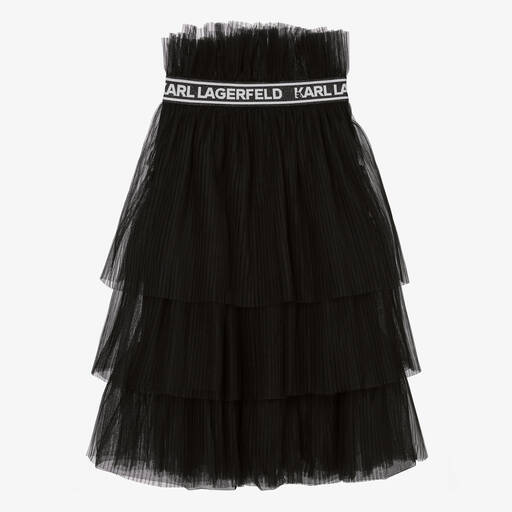 KARL LAGERFELD KIDS-Teen Girls Black Pleated Midi Skirt | Childrensalon Outlet