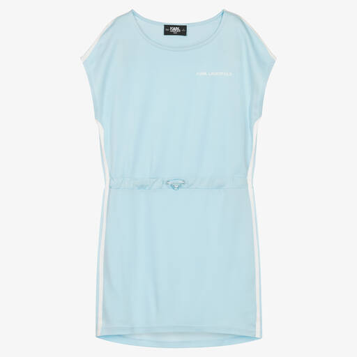 KARL LAGERFELD KIDS-Teen Girls Blue Jersey Logo Dress | Childrensalon Outlet