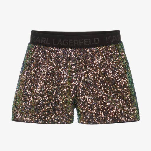 KARL LAGERFELD KIDS-Teen Girls Green Sequin Shorts | Childrensalon Outlet
