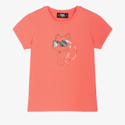 KARL LAGERFELD KIDS-Oranges Teen Choupette T-Shirt | Childrensalon Outlet