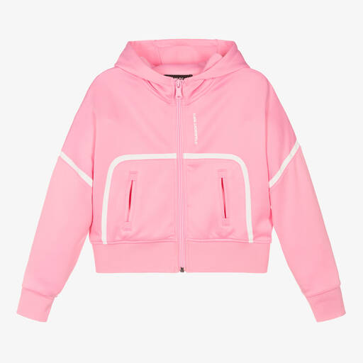 KARL LAGERFELD KIDS-Teen Girls Pink Logo Zip-Up Top | Childrensalon Outlet