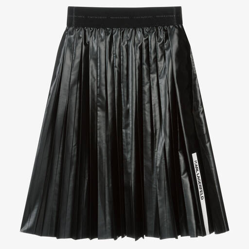 KARL LAGERFELD KIDS-Teen Girls Pleated Black Logo Skirt | Childrensalon Outlet
