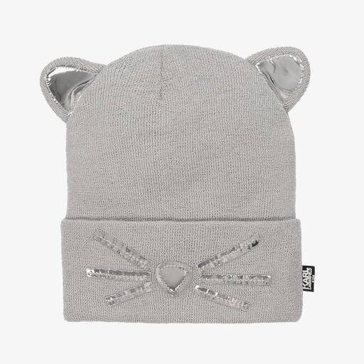 KARL LAGERFELD KIDS-Teen Girls Silver Beanie Hat | Childrensalon Outlet