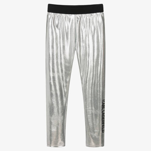 KARL LAGERFELD KIDS-Teen Girls Silver Logo Leggings | Childrensalon Outlet