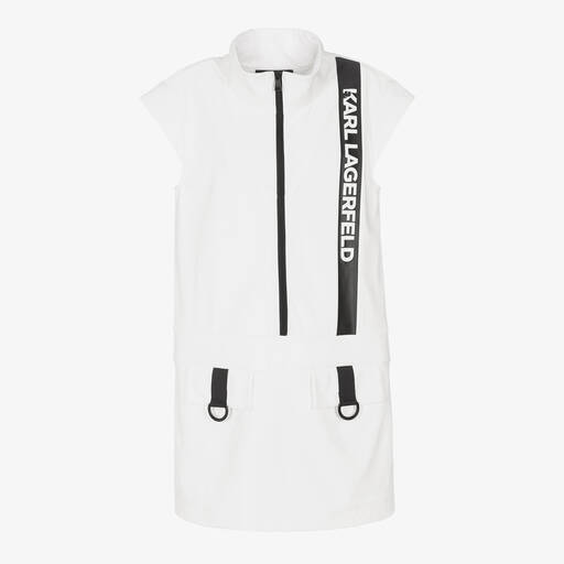 KARL LAGERFELD KIDS-Teen Girls White Logo Mini Dress | Childrensalon Outlet