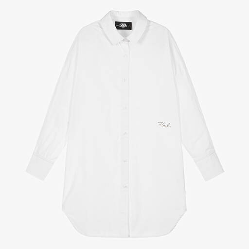 KARL LAGERFELD KIDS-Teen Girls White Studded Shirt Dress | Childrensalon Outlet