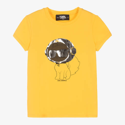 KARL LAGERFELD KIDS-Teen Girls Yellow Choupette T-Shirt | Childrensalon Outlet