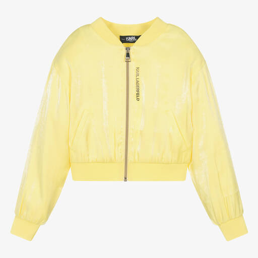 KARL LAGERFELD KIDS-Teen Girls Yellow Rhinestone Bomber Jacket | Childrensalon Outlet