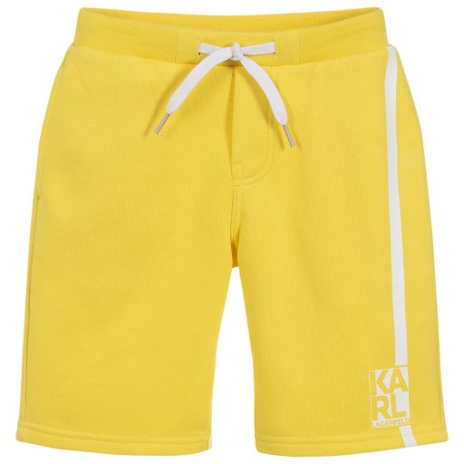 KARL LAGERFELD KIDS-Yellow Jersey Logo Shorts | Childrensalon Outlet
