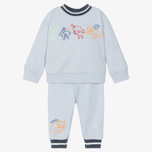 KENZO KIDS-بدلة رياضية قطن جيرسي لون أزرق للمواليد | Childrensalon Outlet