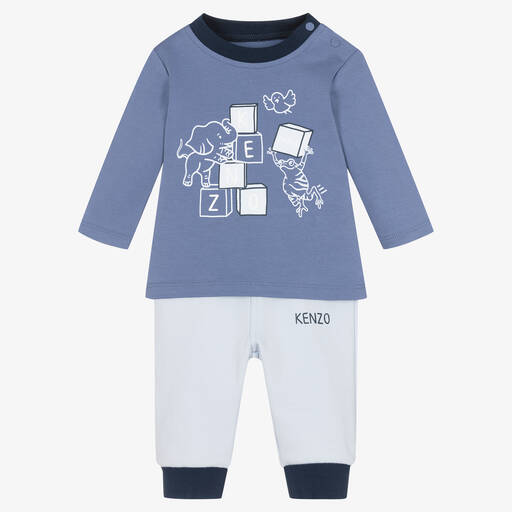 KENZO KIDS-Ensemble pantalon bleu en coton | Childrensalon Outlet