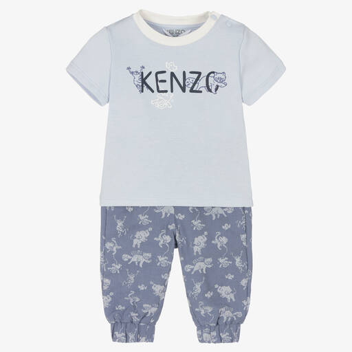 KENZO KIDS-Baby Boys Blue Cotton Trouser Set | Childrensalon Outlet