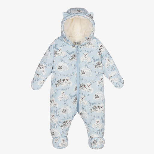 KENZO KIDS-Baby Boys Blue Logo Snowsuit | Childrensalon Outlet