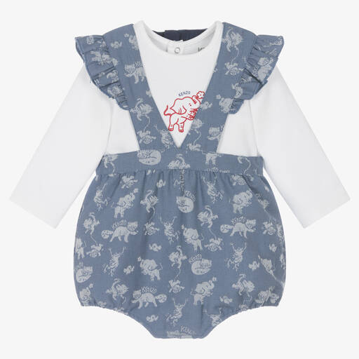 KENZO KIDS-Белый топ и синие шорты из хлопка | Childrensalon Outlet
