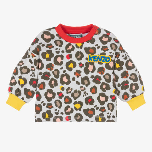 KENZO KIDS-Baby Girls Grey Animal Print Sweatshirt | Childrensalon Outlet