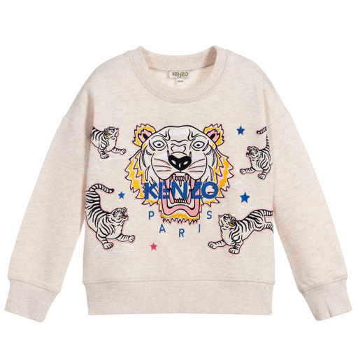 KENZO KIDS-Beige Cotton Tiger Sweatshirt | Childrensalon Outlet