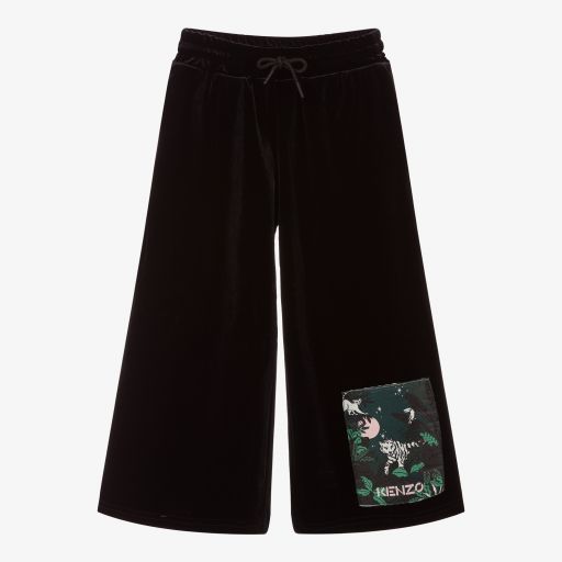 KENZO KIDS-Black Velour Jungle Trousers | Childrensalon Outlet