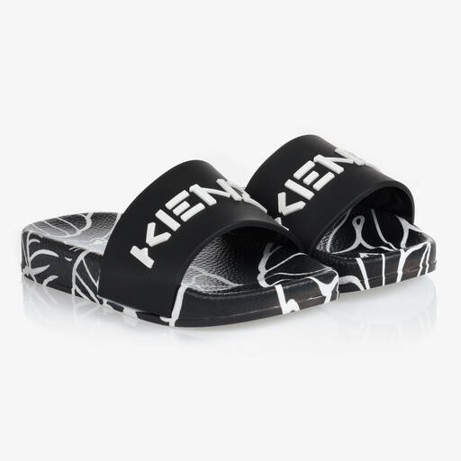 KENZO KIDS-Black & White Logo Sliders | Childrensalon Outlet