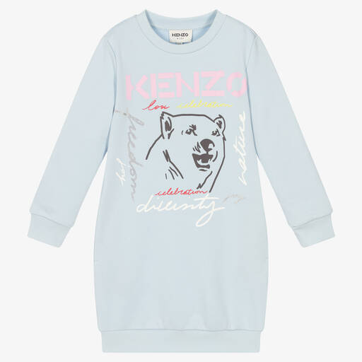 KENZO KIDS-Голубое платье-свитшот с медведем | Childrensalon Outlet