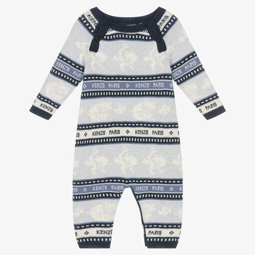 KENZO KIDS-أفرول رومبرز جاكارد محبوك لون أزرق للأولاد | Childrensalon Outlet