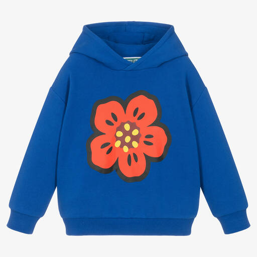 KENZO KIDS-Синяя хлопковая худи с цветком | Childrensalon Outlet