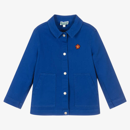KENZO KIDS-Синяя хлопковая куртка с цветком | Childrensalon Outlet