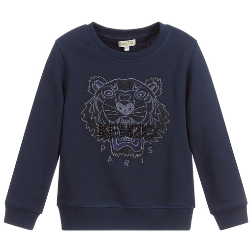 KENZO KIDS-Blue Cotton Tiger Sweatshirt | Childrensalon Outlet