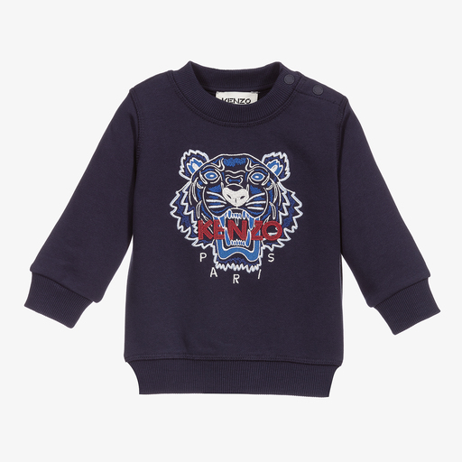 KENZO KIDS-Blue Cotton Tiger Sweatshirt | Childrensalon Outlet