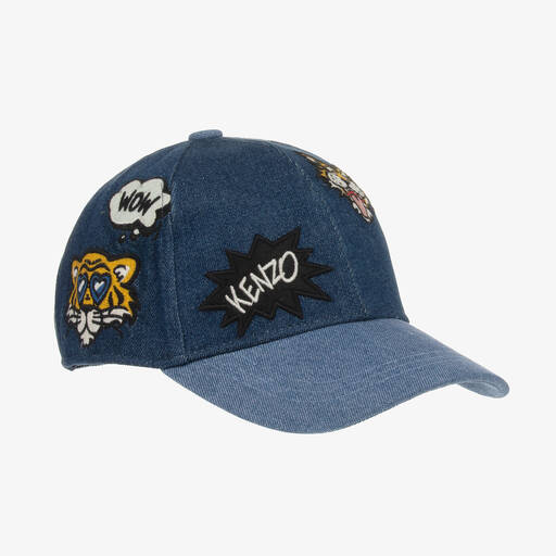 KENZO KIDS-Blue Denim Tiger Cap | Childrensalon Outlet