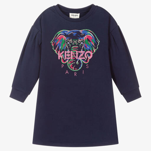 KENZO KIDS-Blue Elephant Sweatshirt Dress | Childrensalon Outlet