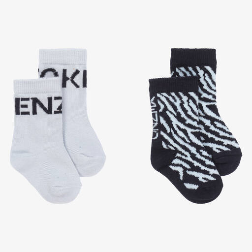 KENZO KIDS-Blue Logo Baby Socks (2 Pack) | Childrensalon Outlet