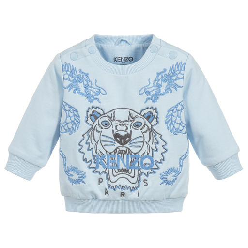 KENZO KIDS-Blue Organic Tiger Sweatshirt | Childrensalon Outlet