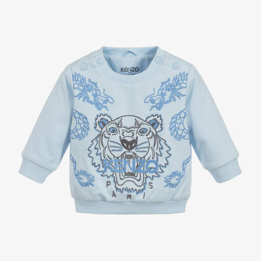 KENZO KIDS-Blue Organic Tiger Sweatshirt | Childrensalon Outlet