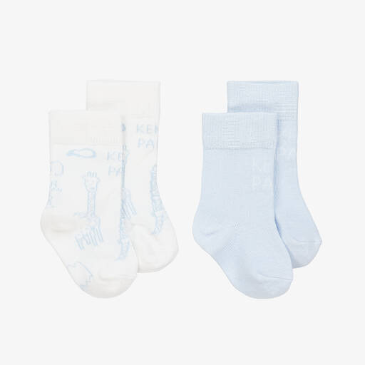 KENZO KIDS-Blue & White Cotton Baby Socks (2 Pack) | Childrensalon Outlet