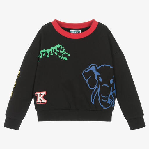 KENZO KIDS-سويتشيرت قطن لون أسود للأولاد | Childrensalon Outlet