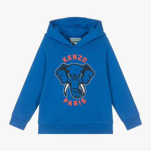 KENZO KIDS-توب هودي بطبعة الفيل قطن لون أزرق للأولاد | Childrensalon Outlet