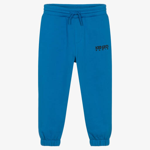 KENZO KIDS-Boys Blue Cotton Frog Patch Joggers | Childrensalon Outlet