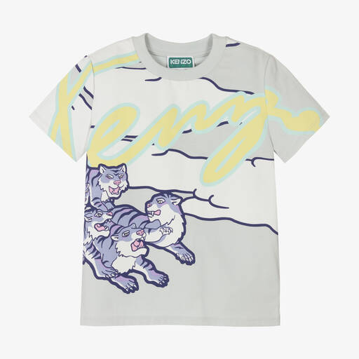 KENZO KIDS-Blaues T-Shirt aus Baumwolljersey | Childrensalon Outlet