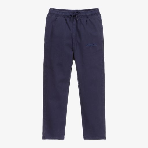 KENZO KIDS-Синие хлопковые брюки для мальчиков | Childrensalon Outlet
